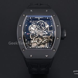 RM055 Ceramic ZF 42.7mm Black Bezel Black Skeleton Dial Black Crown on Black Rubber Strap RMUL2