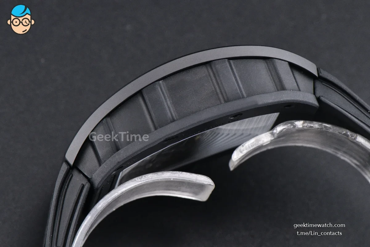 RM055 Ceramic ZF 42.7mm Black Bezel Black Skeleton Dial Black Crown on Black Rubber Strap RMUL2