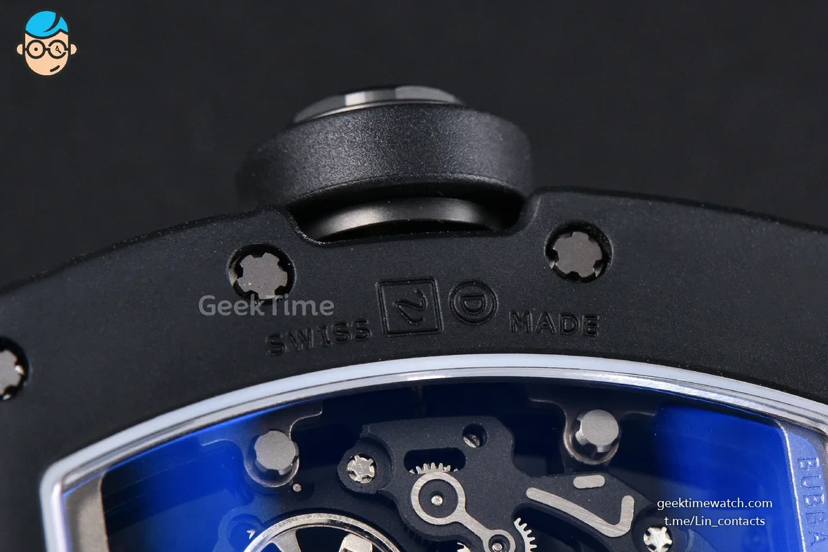 RM055 Ceramic ZF 42.7mm Black Bezel Black Skeleton Dial Black Crown on Black Rubber Strap RMUL2