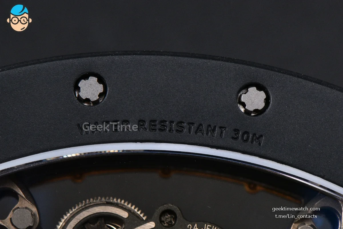 RM055 Ceramic ZF 42.7mm Black Bezel Black Skeleton Dial Black Crown on Black Rubber Strap RMUL2