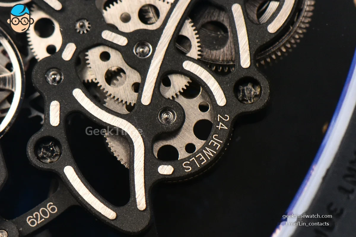 RM055 Ceramic ZF 42.7mm Black Bezel Black Skeleton Dial Red Crown on Black Rubber Strap RMUL2