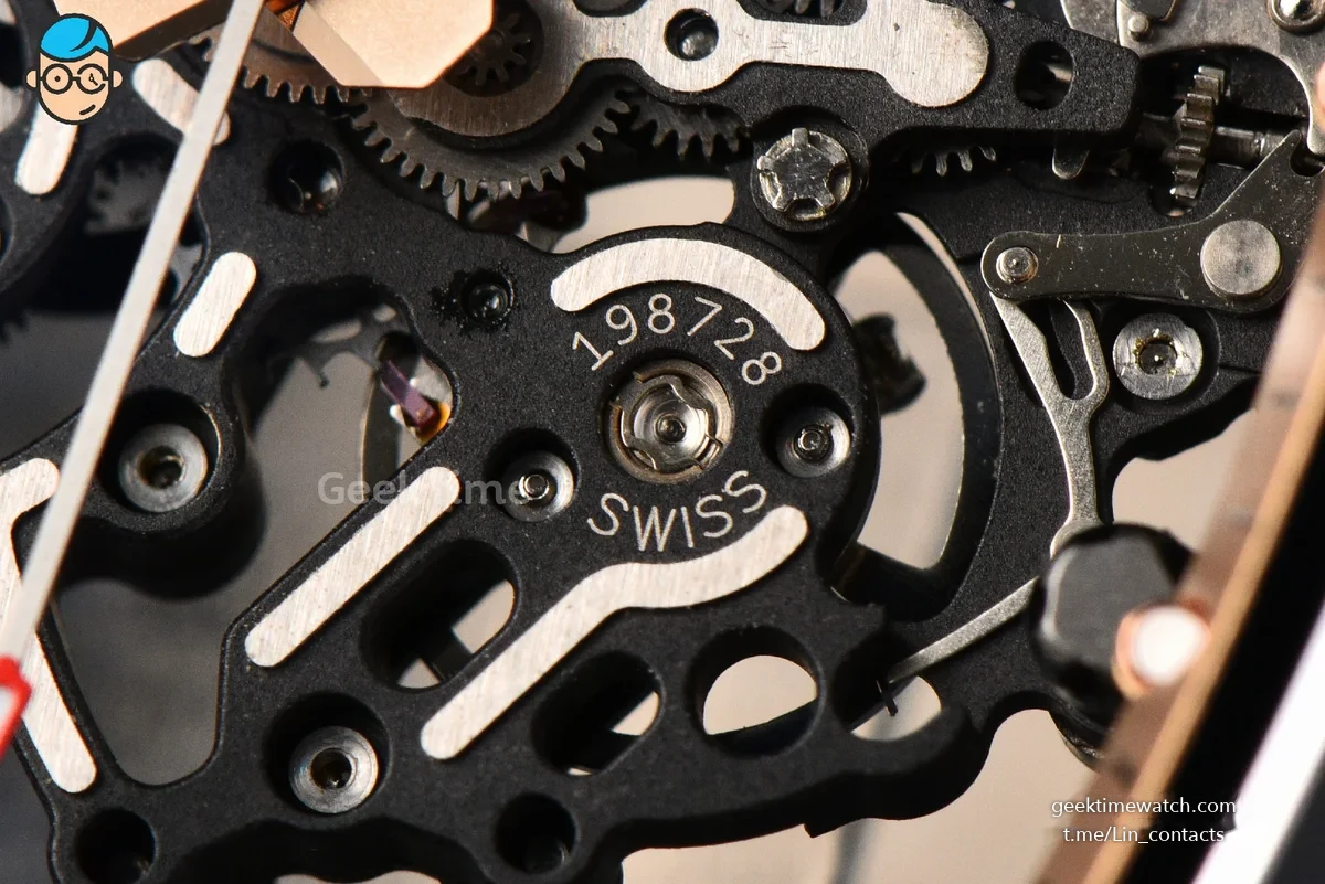RM055 Ceramic ZF 42.7mm Black Bezel Gold Skeleton Dial Black Crown on Black Rubber Strap RMUL2