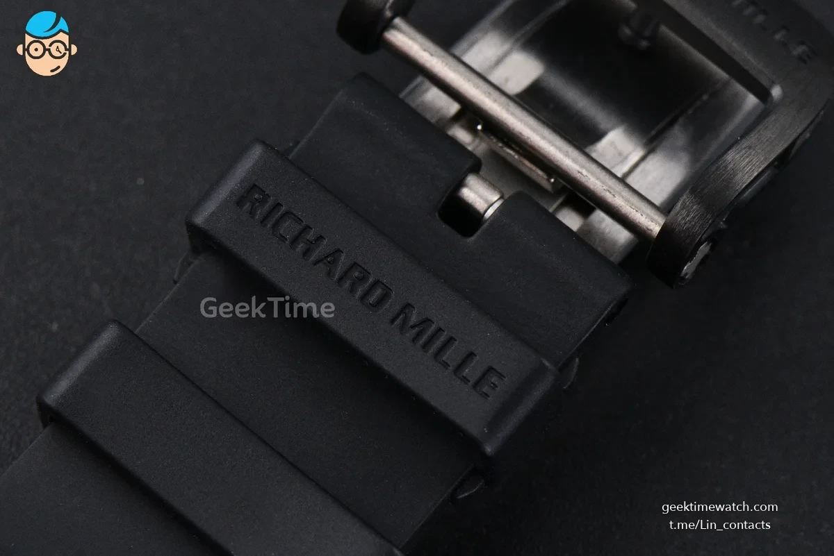RM055 Ceramic ZF 42.7mm Black Bezel Gold Skeleton Dial Black Crown on Black Rubber Strap RMUL2