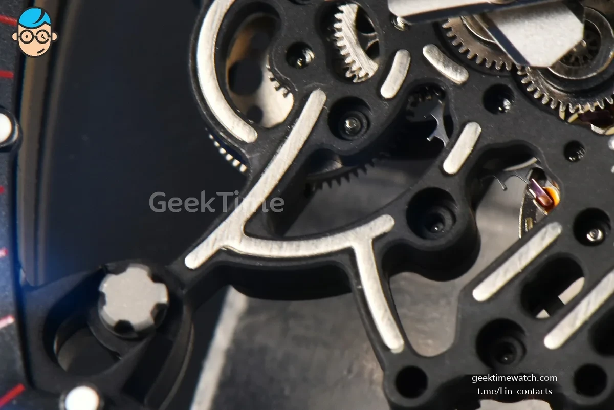 RM055 NTPT APSF 42.7mm Black Bezel Black Skeleton Dial Black Crown on Black Rubber Strap RMUL2
