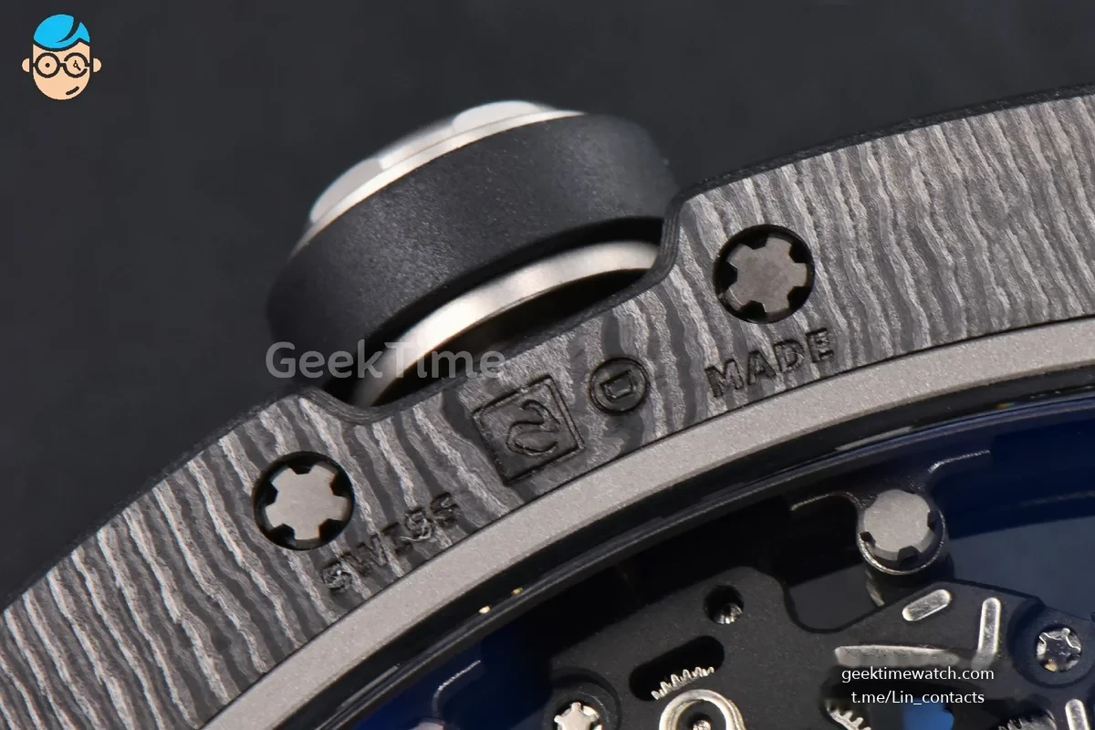 RM055 NTPT APSF 42.7mm Black Bezel Black Skeleton Dial Black Crown on Black Rubber Strap RMUL2