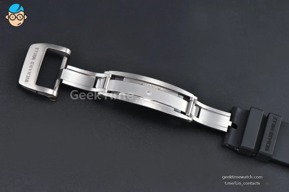 RM055 NTPT APSF 42.7mm Black Bezel Black Skeleton Dial Black Crown on Black Rubber Strap RMUL2