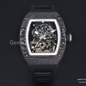 RM055 NTPT APSF 42.7mm Black Bezel White Skeleton Dial Black Crown on Black Rubber Strap RMUL2