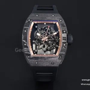 RM055 NTPT APSF 42.7mm Gold Skeleton Dial Black Bezel Black Crown on Black Rubber Strap RMUL2