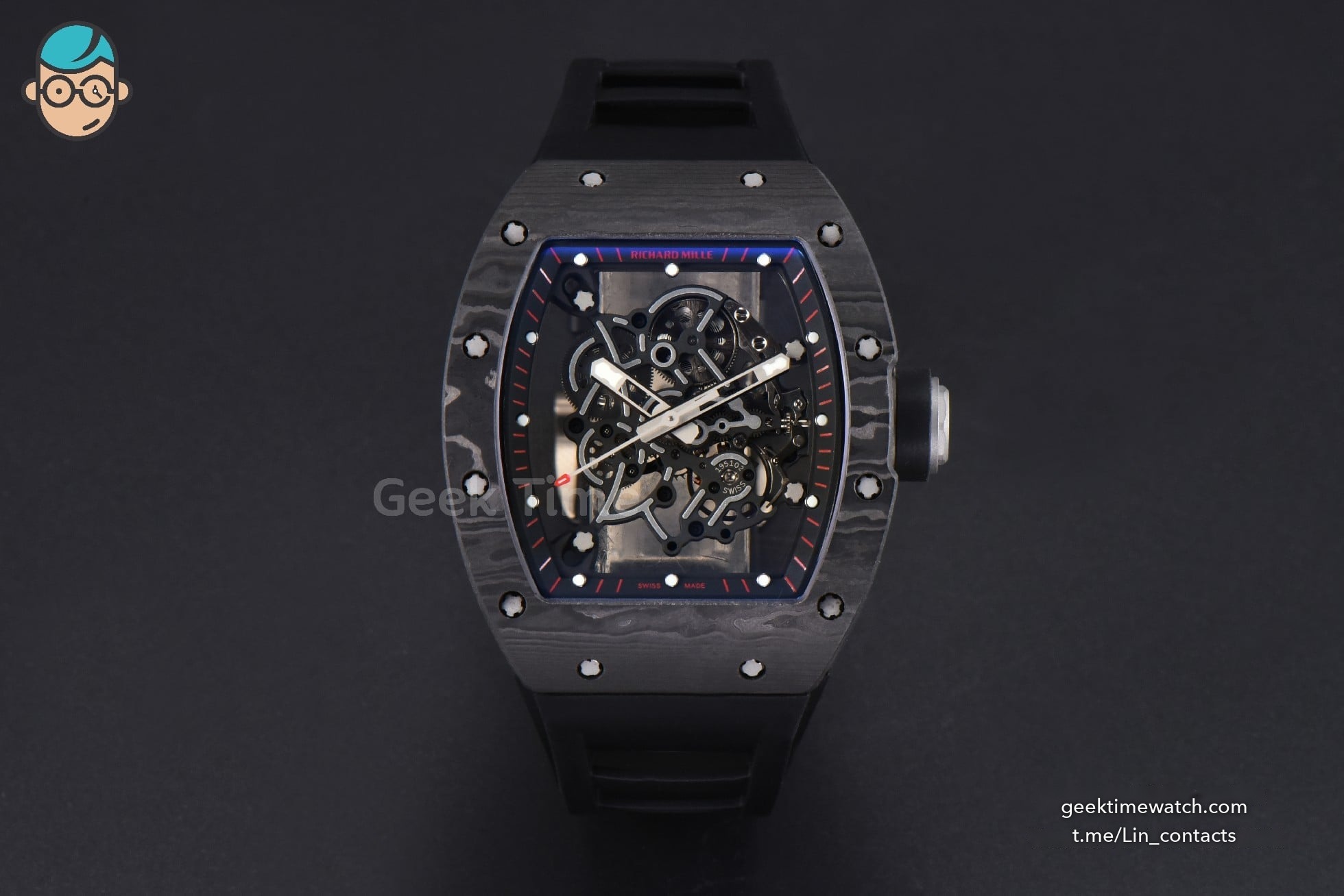 RM055 NTPT ZF Black Bezel Black Crown on Black Rubber Strap RMUL2 Super Clone V6