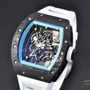 RM055 NTPT ZF Blue Bezel White Crown on White Rubber Strap RMUL2 Super Clone V6