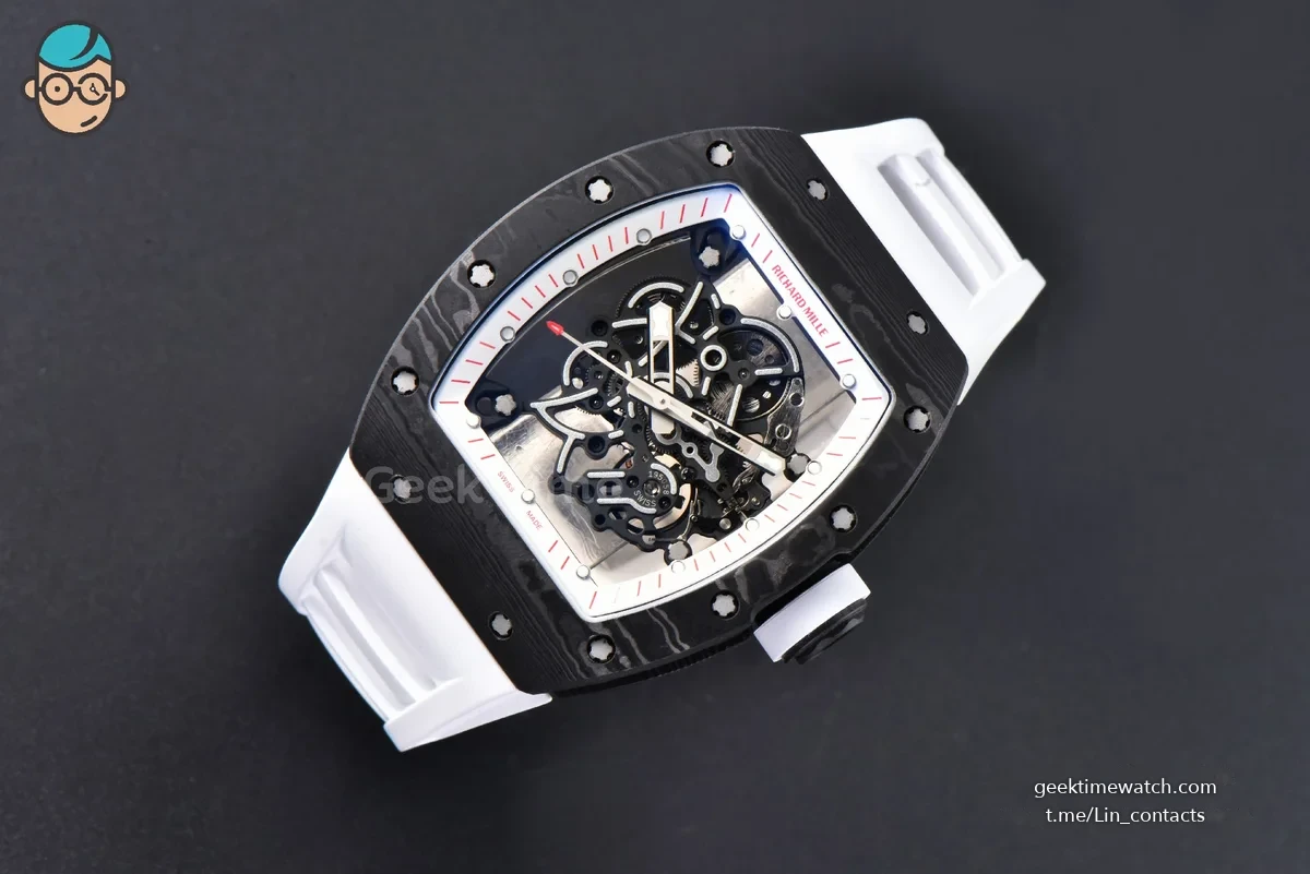 RM055 NTPT ZF White/Pink Bezel White Crown on White Rubber Strap RMUL2 Super Clone V6