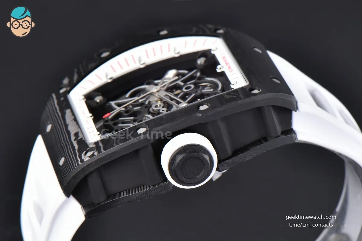 RM055 NTPT ZF White/Pink Bezel White Crown on White Rubber Strap RMUL2 Super Clone V6