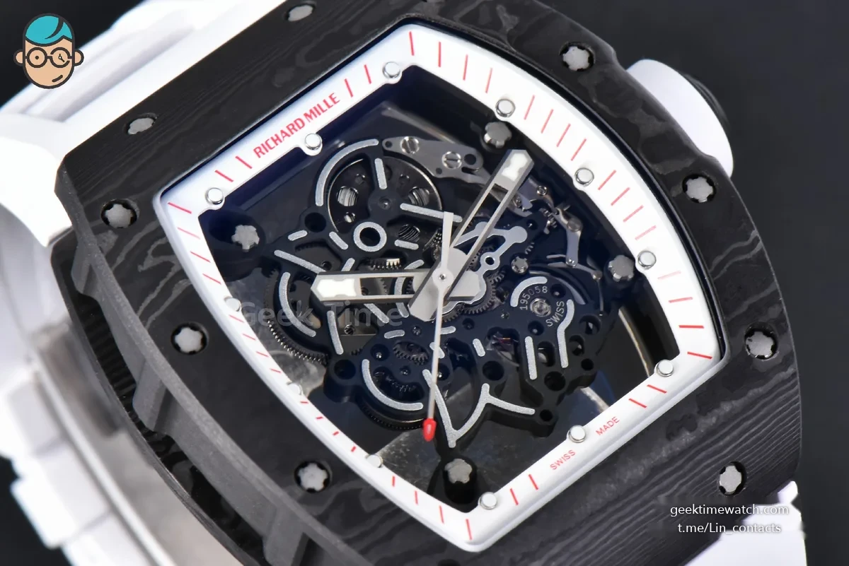 RM055 NTPT ZF White/Pink Bezel White Crown on White Rubber Strap RMUL2 Super Clone V6