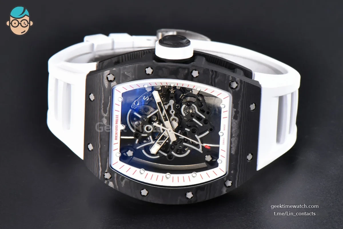 RM055 NTPT ZF White/Pink Bezel White Crown on White Rubber Strap RMUL2 Super Clone V6