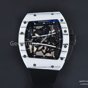 RM061 Yohan Blake Asia APSF 43mm White Bezel Black Skeleton Dial Black Crown on Black Rubber Strap RMUL2