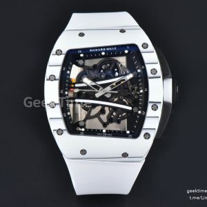RM061 Yohan Blake Asia APSF 43mm White Bezel Black Skeleton Dial White Crown on White Rubber Strap RMUL2