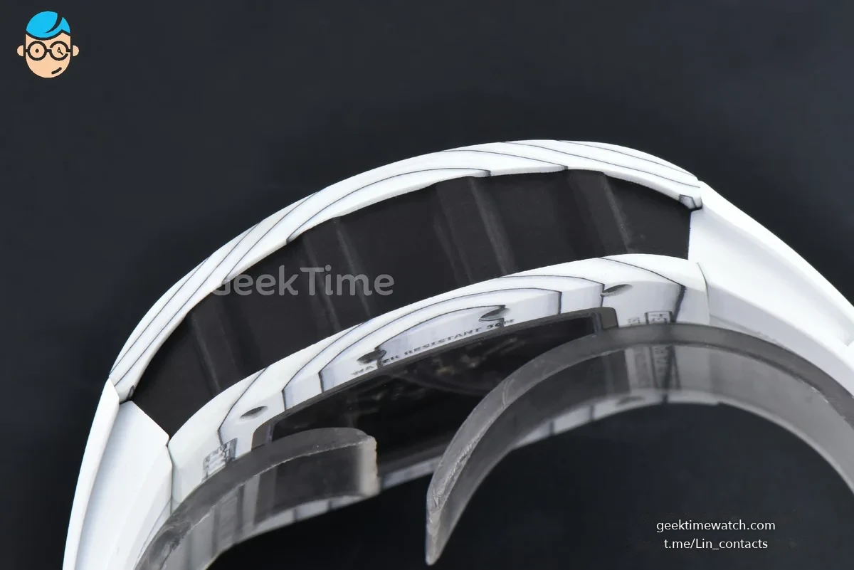 RM061 Yohan Blake Asia APSF 43mm White Bezel Black Skeleton Dial White Crown on White Rubber Strap RMUL2