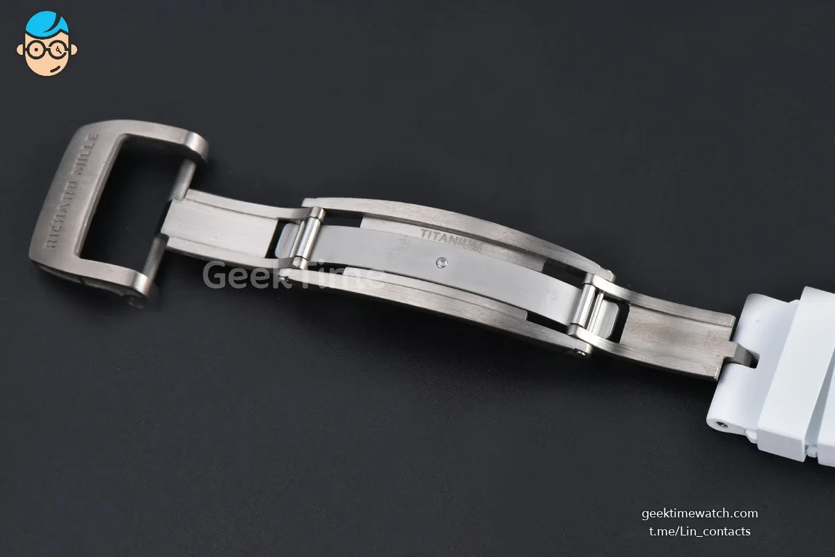 RM061 Yohan Blake Asia APSF 43mm White Bezel Black Skeleton Dial White Crown on White Rubber Strap RMUL2