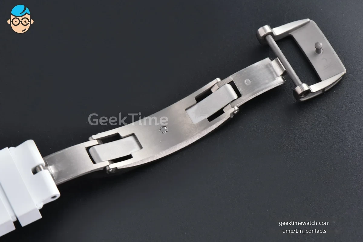 RM061 Yohan Blake Asia APSF 43mm White Bezel Black Skeleton Dial White Crown on White Rubber Strap RMUL2