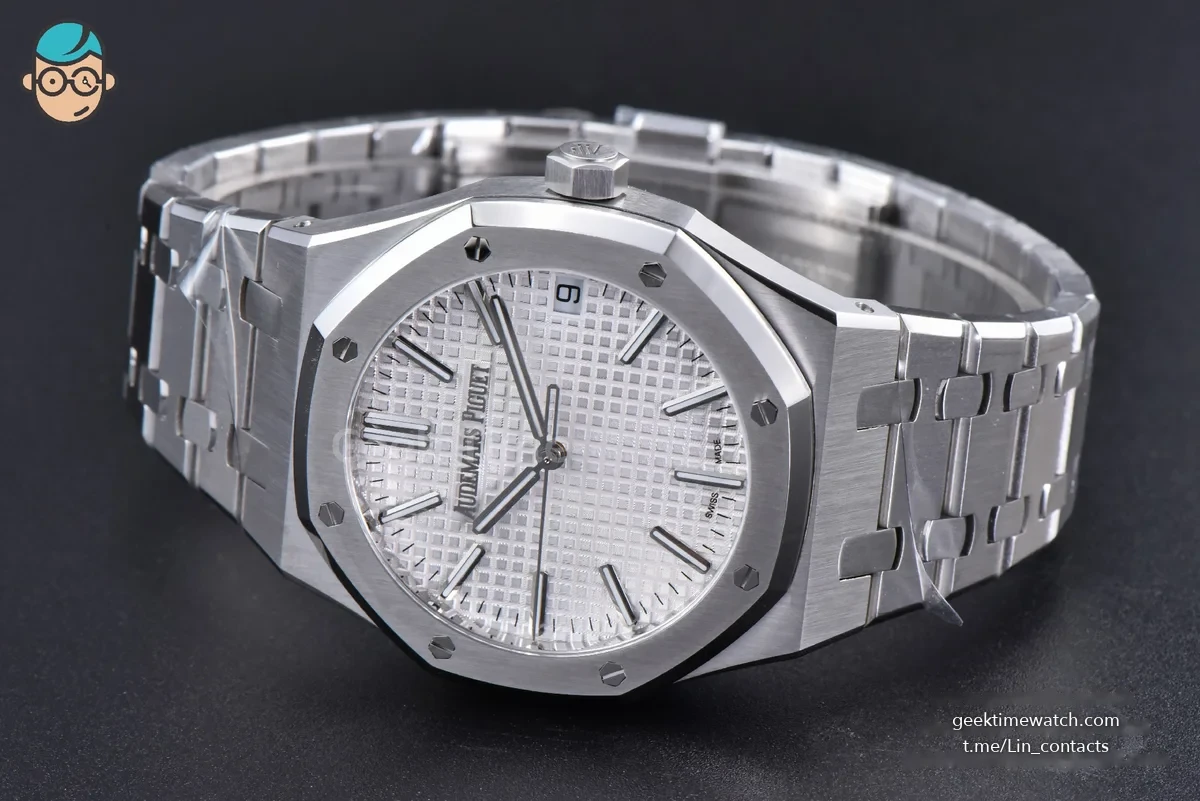 Royal Oak 15510 “50th Anniversary” APSF 41MM SS White Dial SS Bracelet SA4302 Super Clone V2 Free Sprung