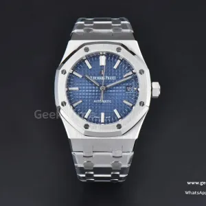Royal Oak 37mm 15450 ZF Blue Textured Dial SS Bracelet SA3120 Super Clone