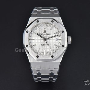 Royal Oak 37mm 15450 ZF White Textured Dial SS Bracelet SA3120 Super Clone