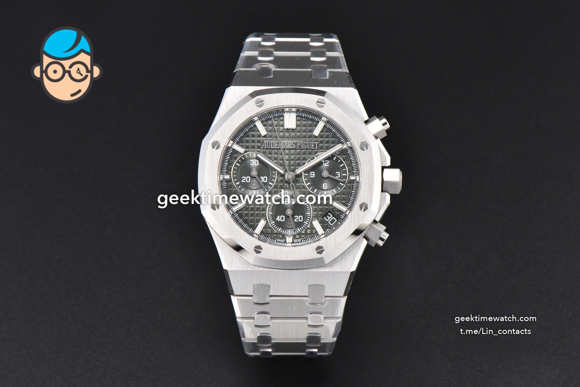 Royal Oak Chrono 26240 SS ZF 1:1 Best Edition Green Dial on SS Bracelet SA4401 Super Clone (V2 with free sprung 998$)