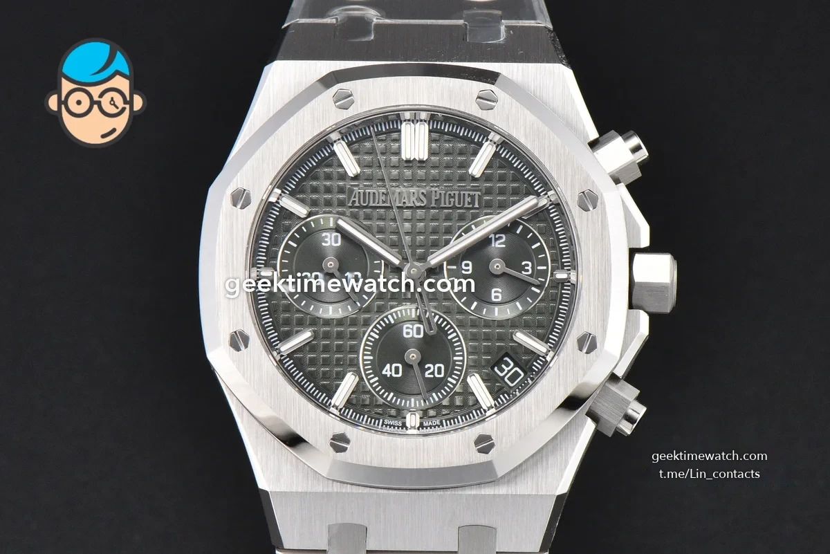Royal Oak Chrono 26240 SS ZF 1:1 Best Edition Green Dial on SS Bracelet SA4401 Super Clone (V2 with free sprung 998$)