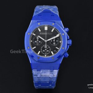 Royal Oak Chronograph 26240 41mm Blue Ceramic APSF Black Checkered Dial Black Subdial Ceramic Bracelet SH4401 V2 Free Sprung