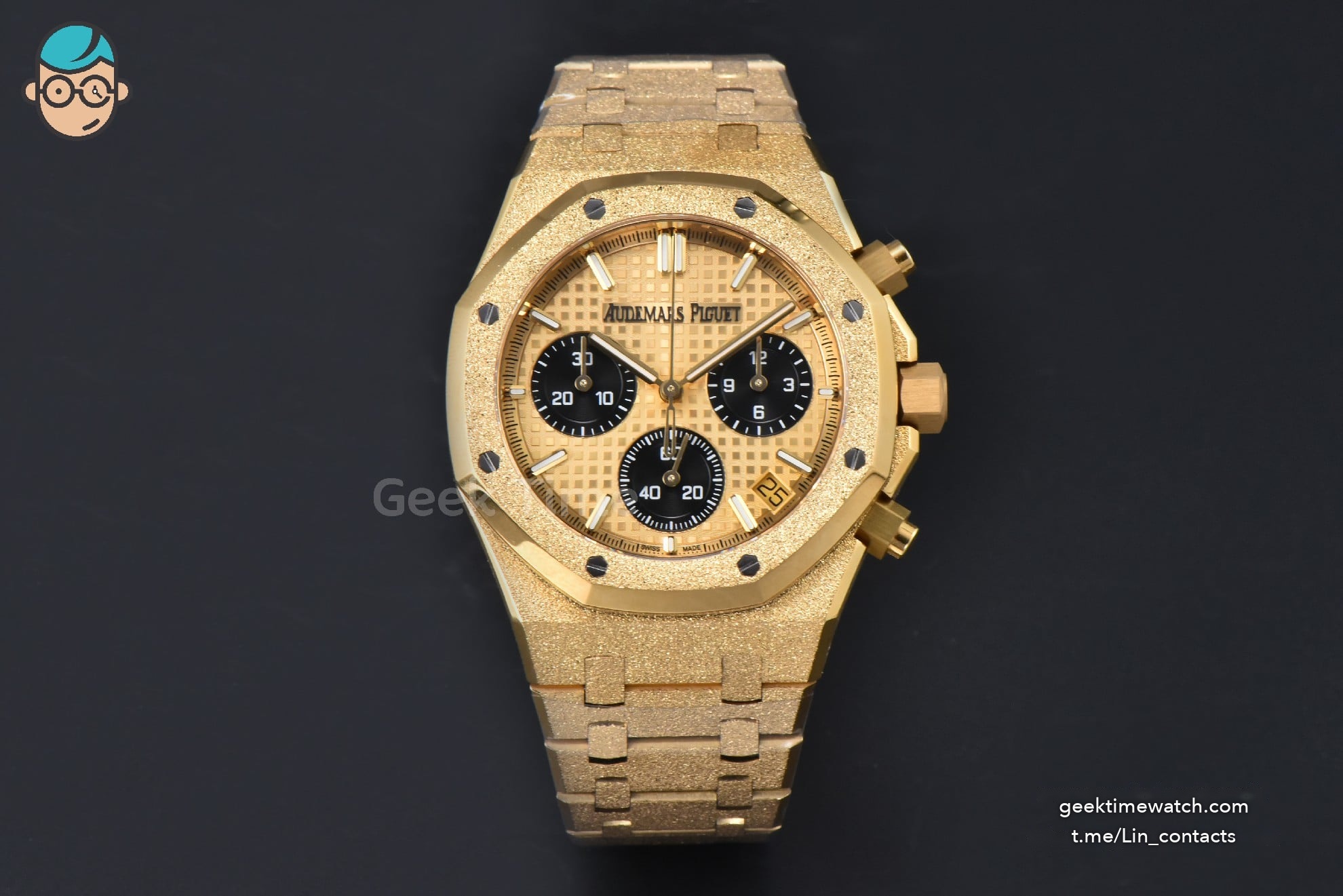 Royal Oak Chronograph 26240 41mm YG Frosted APSF YG Checkered Dial Black Subdial YG Frosted Bracelet SH4401 V1
