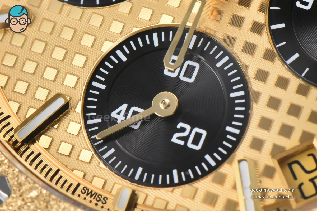 Royal Oak Chronograph 26240 41mm YG Frosted APSF YG Checkered Dial Black Subdial YG Frosted Bracelet SH4401 V1