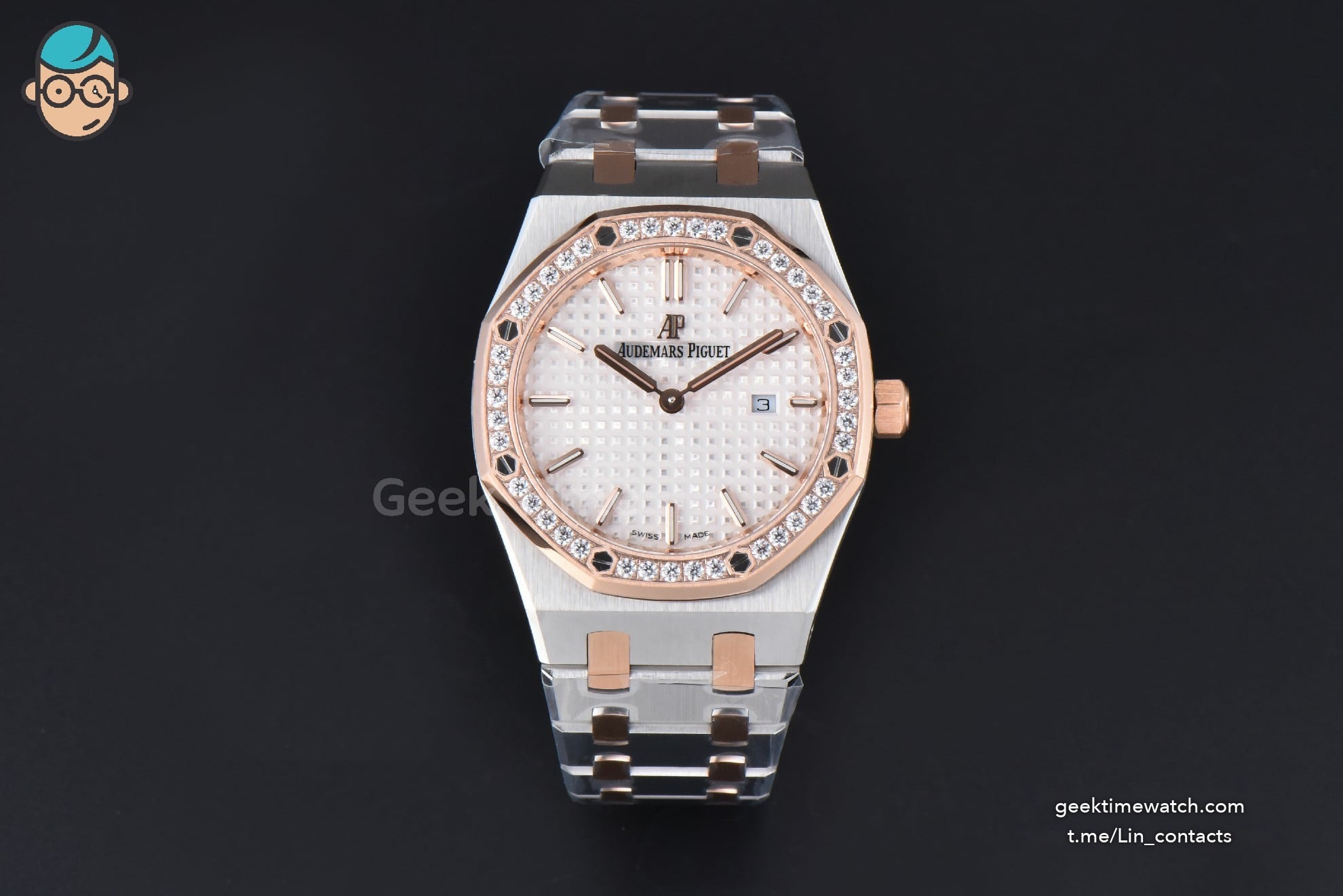 Royal Oak Ladies 67651SR 33mm ZF RG/SS Diamond White Dial RG/SS Bracelet Quartz