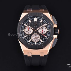 Royal Oak Offshore 26420 43mm APSF RG Black Silver Subdial Black Rubber Strap SH4401