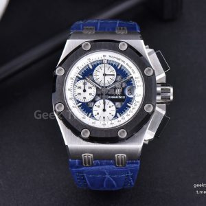Royal Oak Offshore Ruben Barrichello II 44MM JF Blue/White Skeleton Dial Blue Leather Strap A3126 V2