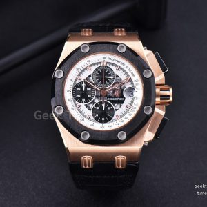 Royal Oak Offshore Ruben Barrichello II 44mm RG JF White Skeleton Dial Black Leather Strap A3126 V2