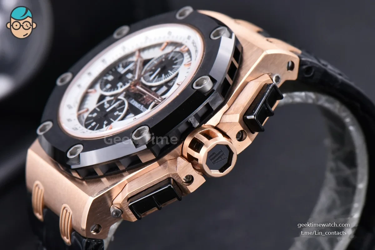 Royal Oak Offshore Ruben Barrichello II 44mm RG JF White Skeleton Dial Black Leather Strap A3126 V2