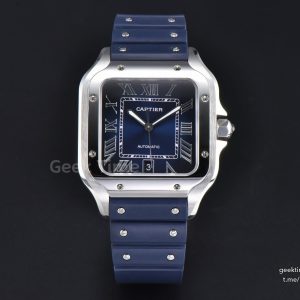 Santos de Cartier Large 40mm AF SS Blue Dial Blue Rubber Strap MIYOTA 9015