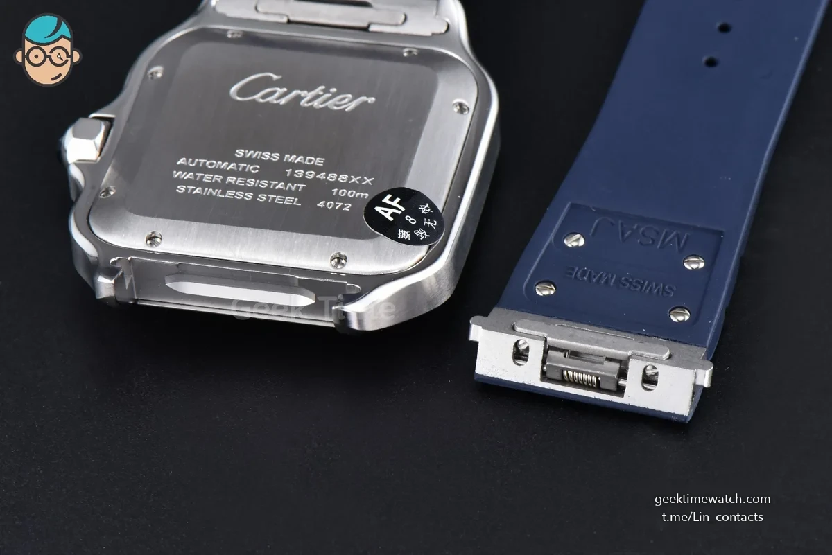 Santos de Cartier Large 40mm AF SS Blue Dial Blue Rubber Strap MIYOTA 9015
