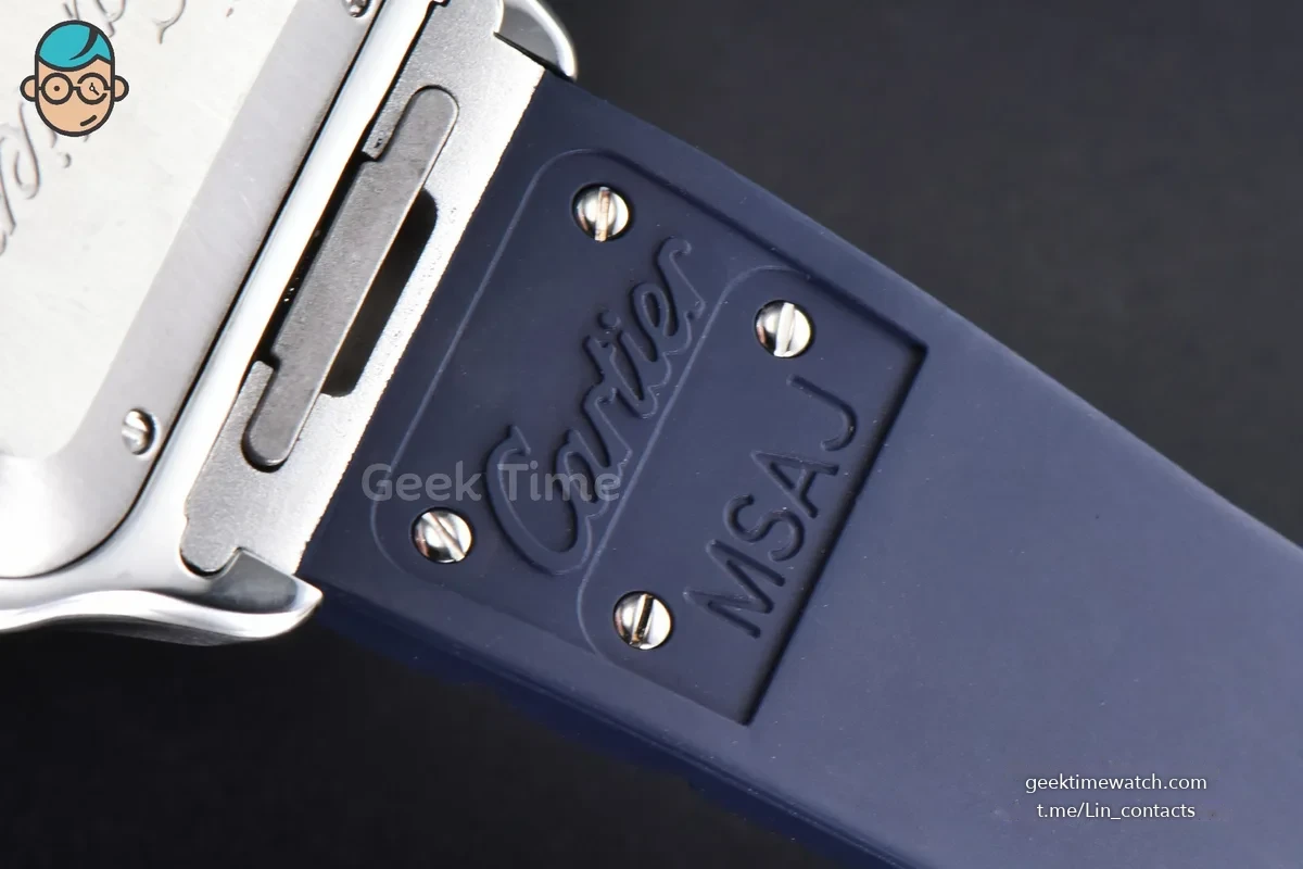 Santos de Cartier Large 40mm AF SS Blue Dial Blue Rubber Strap MIYOTA 9015