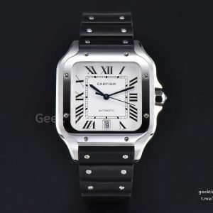 Santos de Cartier Large 40mm AF SS White Dial Black Rubber Strap MIYOTA 9015
