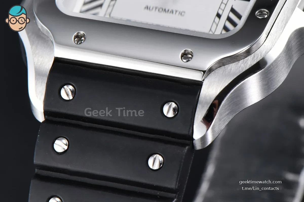 Santos de Cartier Large 40mm AF SS White Dial Black Rubber Strap MIYOTA 9015