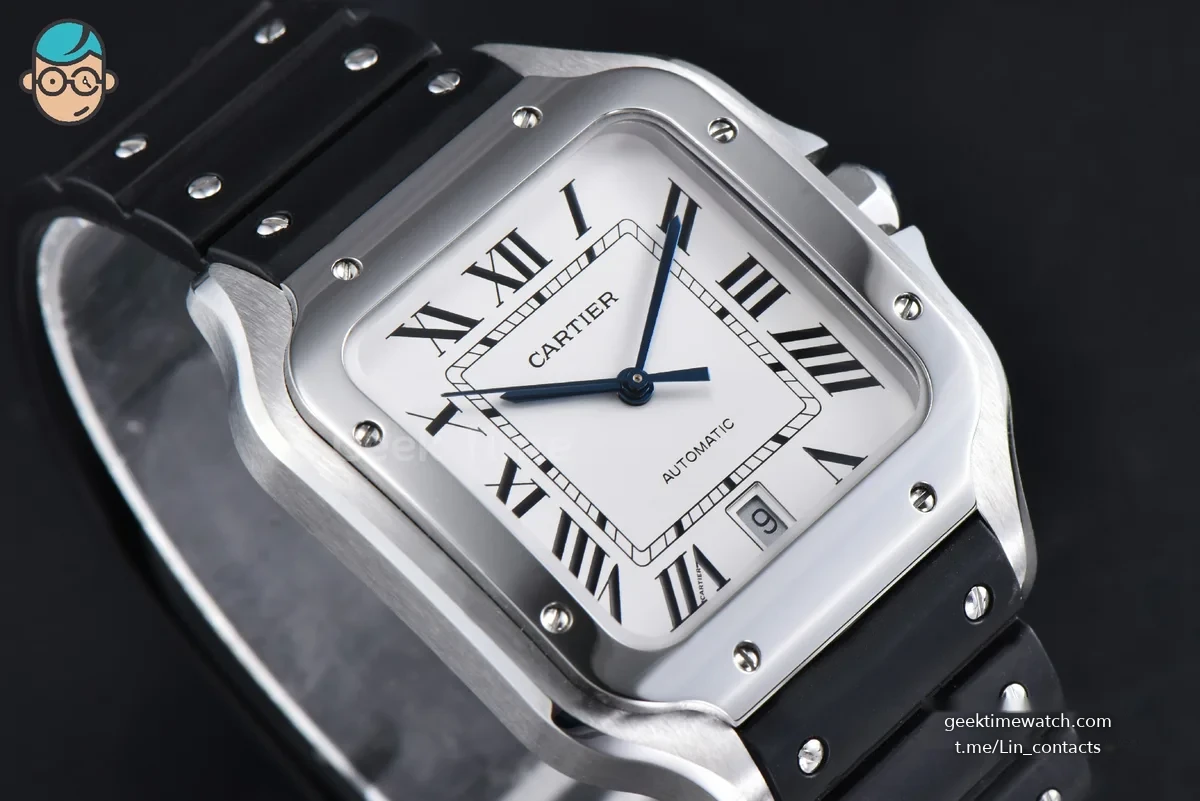 Santos de Cartier Large 40mm AF SS White Dial Black Rubber Strap MIYOTA 9015