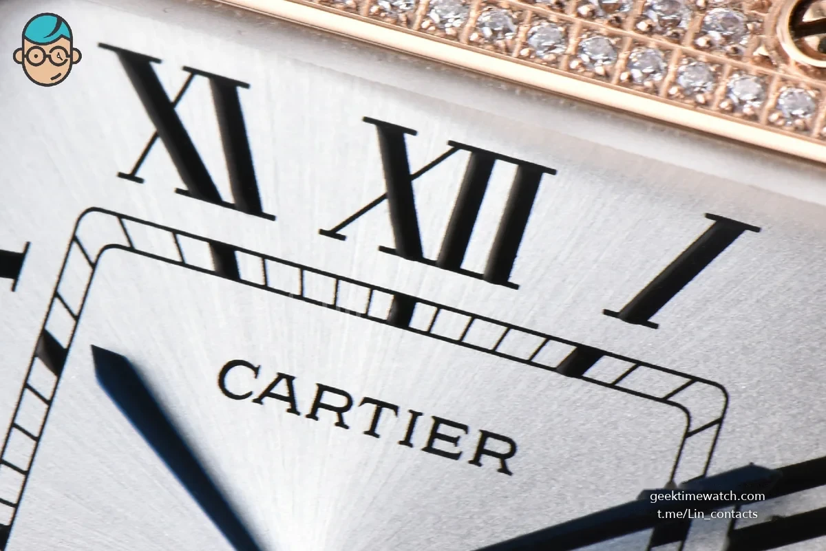 Santos de Cartier Medium 35mm RG AF White Dial Diamond Bezel Black Leather Strap MIYOTA 9015
