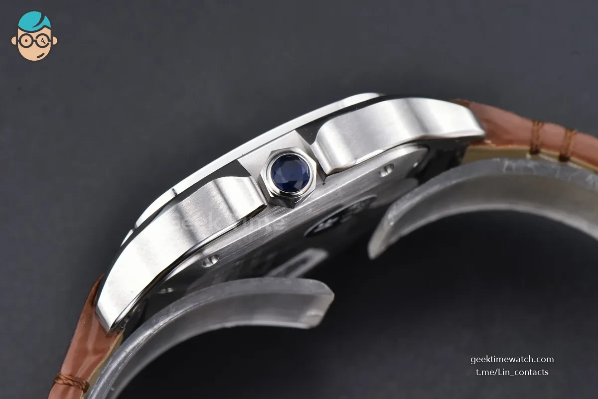 Santos de Cartier Medium 35mm SS AF Brown Dial Brown Leather Strap MIYOTA 9015