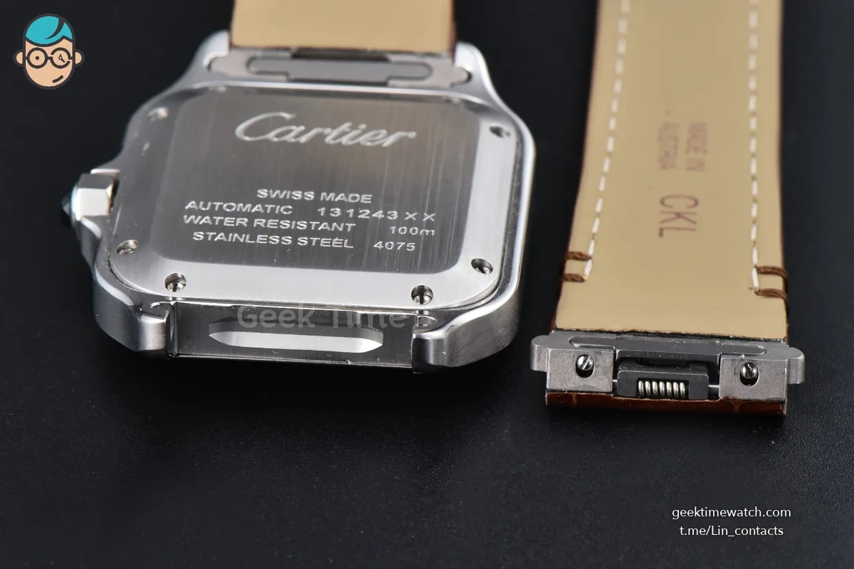 Santos de Cartier Medium 35mm SS AF Brown Dial Diamond Bezel Brown Leather Strap MIYOTA 9015