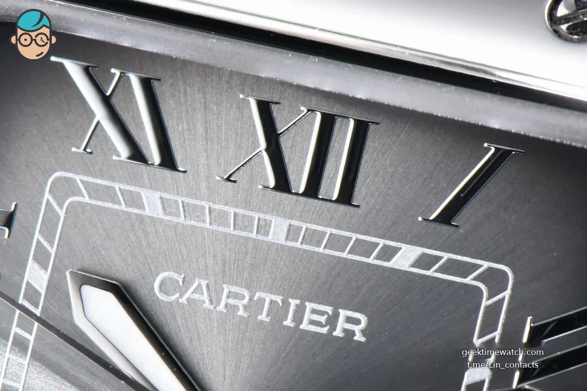 Santos de Cartier Medium 35mm SS AF Grey Dial Black Leather Strap MIYOTA 9015