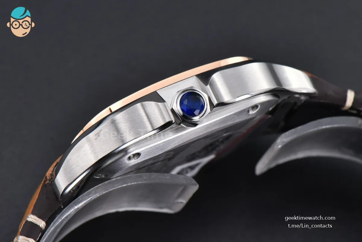 Santos de Cartier Medium 35mm SS AF White Dial RG Bezel Orange Leather Strap MIYOTA 9015