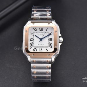 Santos de Cartier Medium BVF 35MM RG/SS White Dial RG/SS Bracelet MIYOTA 9039