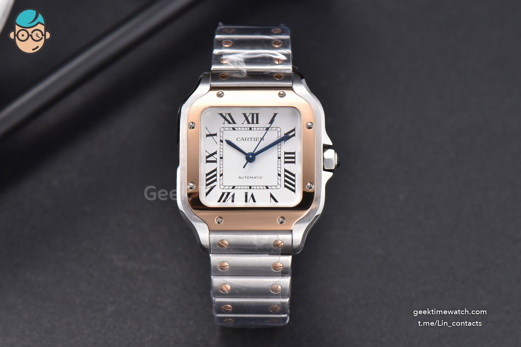 Santos de Cartier Medium BVF 35MM RG/SS White Dial RG/SS Bracelet MIYOTA 9039
