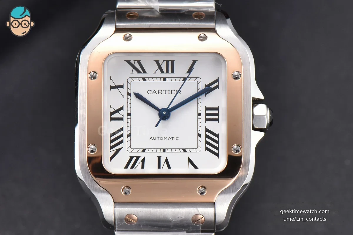 Santos de Cartier Medium BVF 35MM RG/SS White Dial RG/SS Bracelet MIYOTA 9039